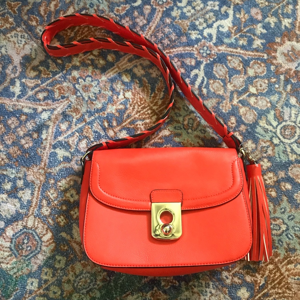 Orange Purse with Braided Strap